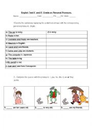 Personal Pronouns Test