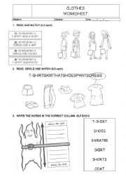 English Worksheet: CLOTHES WORKSHEET