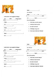 English Worksheet: Despicable me 2