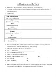 English Worksheet: Celebrations around the world