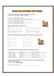 English Worksheet: GENERAL REVISION