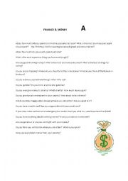 English Worksheet: Money Conversation Questions