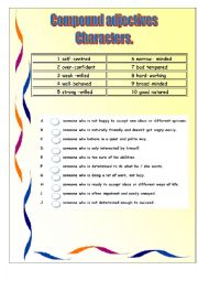 English Worksheet: compound adjectives for personality