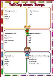 English Worksheet: Talking about Songs