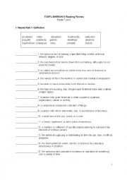 English Worksheet: BARRONS TOEFL Reading Vocabulary Model Test 5