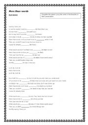 English Worksheet: Song Activity - More than words - Extreme