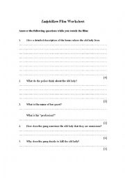 English Worksheet: Ladykillers (1955 Film) Worksheet