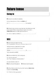 English Worksheet: Future tense: going to - will (future simple)