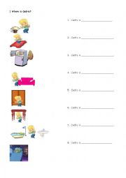 English Worksheet: Where is Cedric? prepositions-furniture