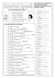 English Worksheet: Reported speech: Statements.