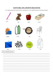 English Worksheet: Countable and Uncountable Nouns Worksheet