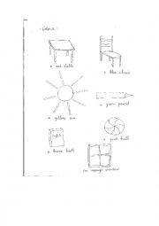 English Worksheet: school and colours