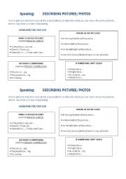 English Worksheet: SPEAKING TIPS FOR DESCRIBING A PHOTO/PICTURE