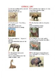 English Worksheet: ANIMAL ABC (with short poems)