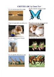 CRITTER ABC (an animal  poster + a short poem)