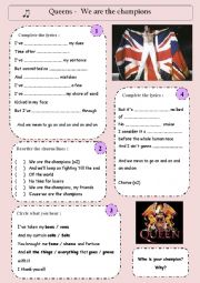 English Worksheet: Queen - We are the champions