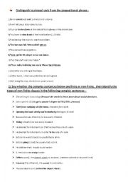 English Worksheet: Syntax Exercises:  phrasal verbs vs prepositional verbs  adjunct disjunct and conjunct 