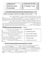 English Worksheet: Diagnostic test  3rd year Arts / Sci / Eco ...