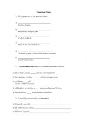 English Worksheet: Activity about grammar