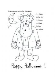 English Worksheet: Practice your colors for Halloween