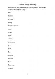 English Worksheet: Listening activity- Adele-Rolling into Deep