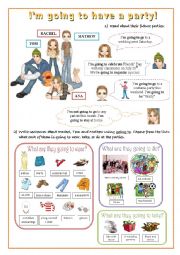 English Worksheet: Future tense - Going to a party