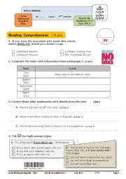 English Worksheet: end of term test 3  first form