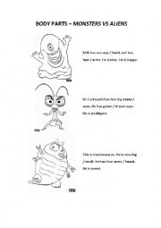English Worksheet: Parts of the Body _ Monsters vs Aliens