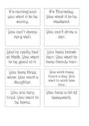 English Worksheet: wishes