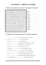 English Worksheet: Past Simple - irregular verbs - 2 exercises