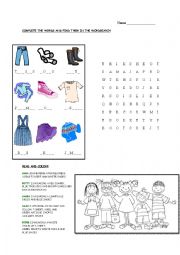 English Worksheet: Clothing Vocab/ Im Wearing