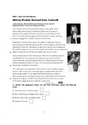 English Worksheet: Skinny Models