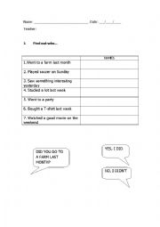 English Worksheet: Simple Past - Comunication 