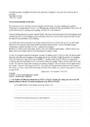 English Worksheet: university entrance exam reading 