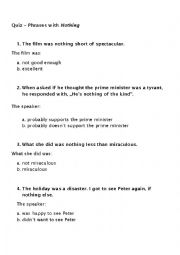English Worksheet: Quiz - Phrases with 