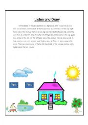 English Worksheet: Listen and Draw (Beginners)