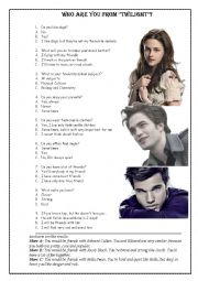 English Worksheet: Test on Twilight