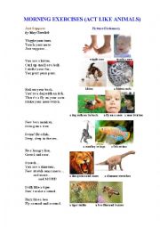 Suppose you are  an animal (a poem + a set of morning exercises for kids)