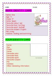 English Worksheet: Identity card