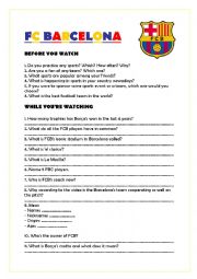 English Worksheet: CBS 60 minutes - Futball Club Barcelona - Video Worksheet