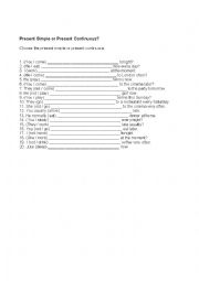 English Worksheet: Present simple vs Present continuous
