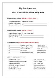 English Worksheet: First Questions