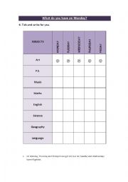 English Worksheet: Writing about school subjects