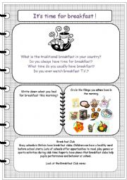 English Worksheet: Its time for breakfast