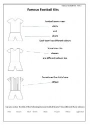 English Worksheet: Famous Football Kits - Part 1