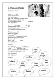 English Worksheet: A thousand years - Breaking dawn wedding song