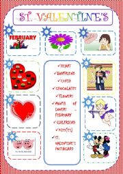 ST. VALENTINES FLASHCARD/WORKSHEET - MATCHING EXERCISE