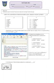 English Worksheet: Test on Nationalities, e-mail and school facilities