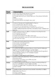 English Worksheet: The solar system