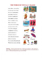 English Worksheet: THE WORLD OF TOYS (a poem + questions to discuss)
